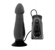 Чёрный анальный стимулятор с вибрацией THRUSTING BUTT PLUG - 14,5 см.