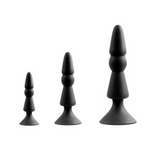 Набор из черных анальных силиконовых втулок MENZSTUFF 3-PIECE ANAL CONE SET