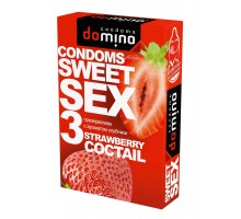 Презервативы для орального секса DOMINO Sweet Sex с ароматом клубничного коктейля  - 3 шт.