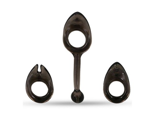 Набор из 3 дымчатых эрекционных колец MENZSTUFF EXPANDABLE COCKRING SET