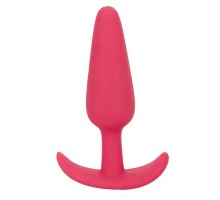 Розовая анальная пробка из силикона SMILING BUTT PLUG - 8,9 см.