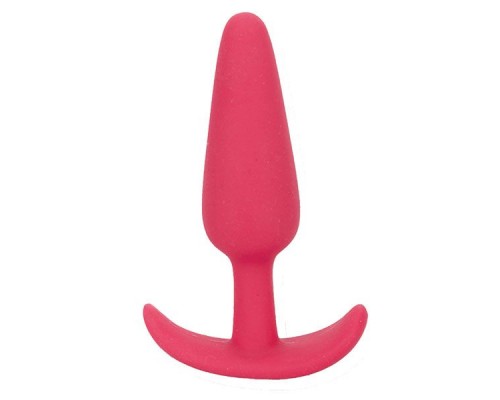 Розовая анальная пробка из силикона SMILING BUTT PLUG - 8,9 см.