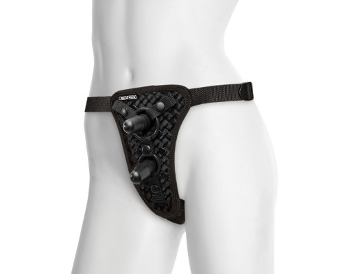 Трусики с двумя плагами Double Penetration Velvet Harness with 2 plug