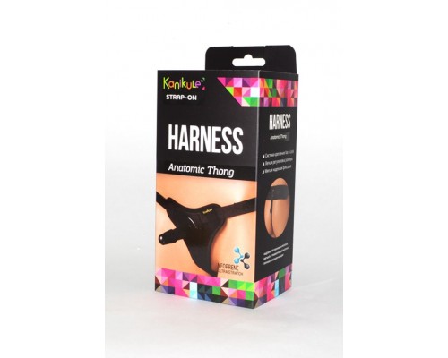 Чёрные трусики с плугом Kanikule Strap-on Harness Anatomic Thong