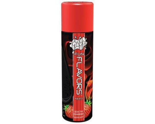 Разогревающий лубрикант Fun Flavors 4-in-1 Sexy Strawberry с ароматом клубники - 89 мл.