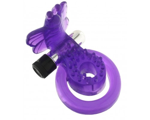 Эрекционное кольцо с вибрацией COCK BALL RING BUTTERFLY JELLY VIBE