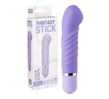 Фиолетовый мини-вибратор с увеличенной головкой и рёбрами NEON FANTASY STICK PURPLE - 11 см.