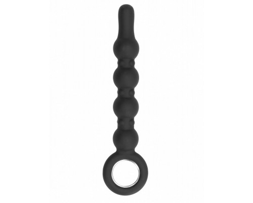 Чёрный анальный стимулятор No.59 Dildo With Metal Ring - 22,5 см.