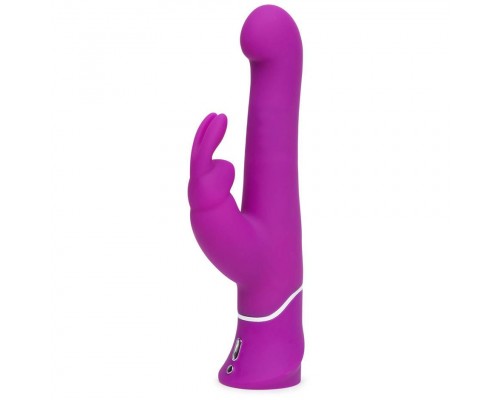 Фиолетовый вибратор с клиторальным стимулятором Beaded G-Spot Rechargeable Rabbit Vibrator - 24 см. 