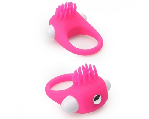 Розовое эрекционное кольцо с щеточкой LIT-UP SILICONE STIMU RING 5