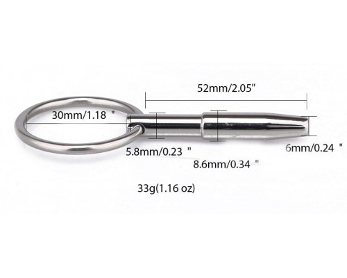 Уретральный металлический стимулятор с ограничителем-колечком