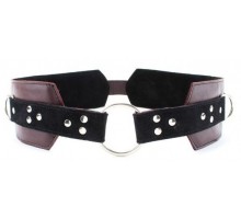 Бордовый пояс с колечками для крепления наручников Maroon Leather Belt