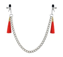 Зажимы на соски с красными кистями Tassel Nipple Clamp With Chain