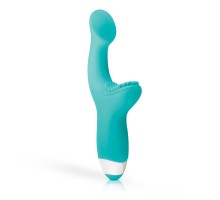 Зеленый вибратор для G-стимуляции с клиторальной щеточкой Yuki G-Spot Vibrator - 19 см.