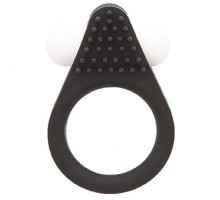 Чёрное эрекционное кольцо LIT-UP SILICONE STIMU RING 1 BLACK