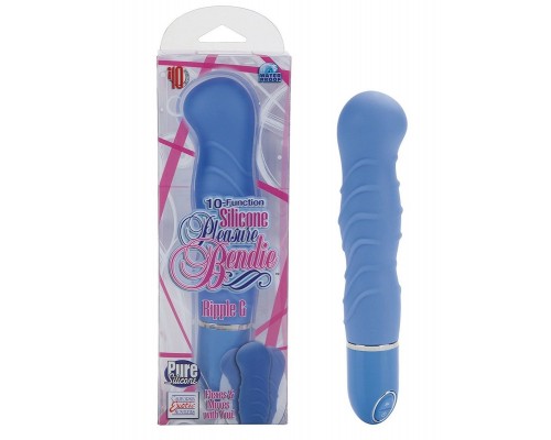 Голубой гнущийся вибратор Silicone Pleasure Bendie Ripple G s - 17,3 см.