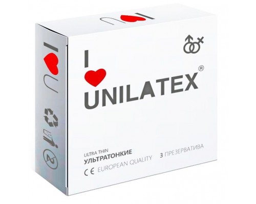 Ультратонкие презервативы Unilatex Ultra Thin - 3 шт.