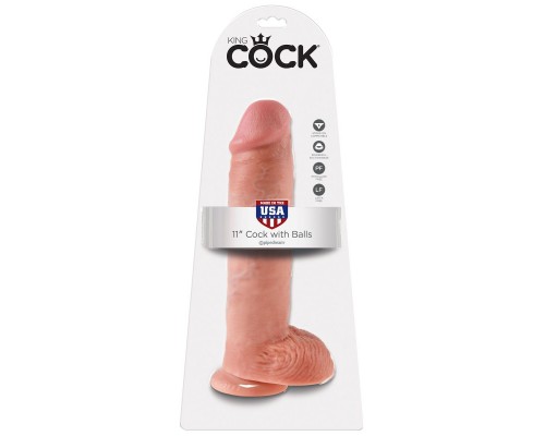 Реалистичный фаллоимитатор на присоске 11 Cock with Balls - 28 см.