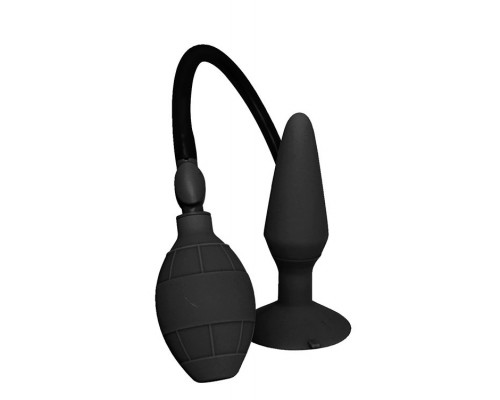 Чёрная анальная пробка с функцией расширения MENZSTUFF SMALL INFLATABLE PLUG- 12,5 см.