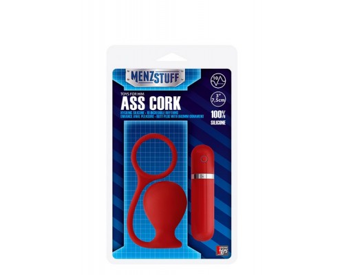 Красная вибровтулка MENZSTUFF ASS CORK WIDE - 7,5 см. 