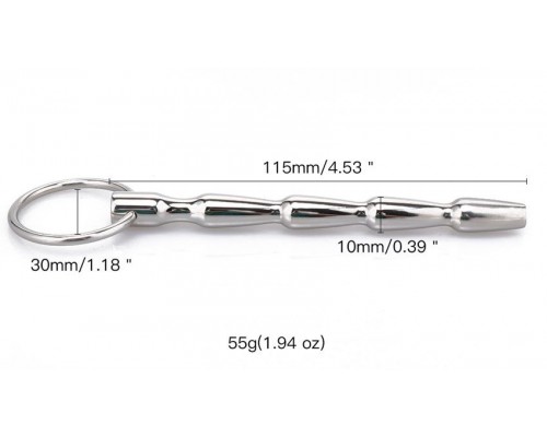 Уретральный металлический стимулятор-елочка с колечком