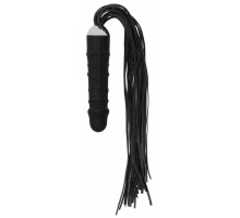 Черная плеть с рукоятью-фаллосом Whip with Realistic Silicone Dildo - 45,5 см.