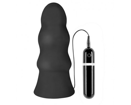 Чёрная виброёлочка MENZSTUFF VIBRATING BUTTCRASHER WAVED - 20 см.