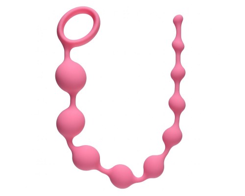 Розовая анальная цепочка Long Pleasure Chain - 35 см.