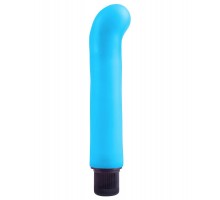 Голубой вибромассажер с загнутым кончиком XL G-Spot Softees - 16,2 см.