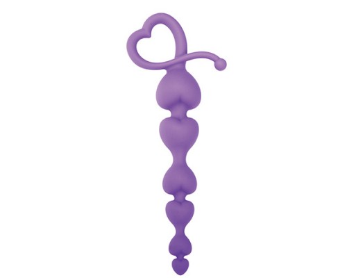 Фиолетовая анальная цепочка с звеньями-сердечками HEARTY ANAL WAND SILICONE - 18 см.