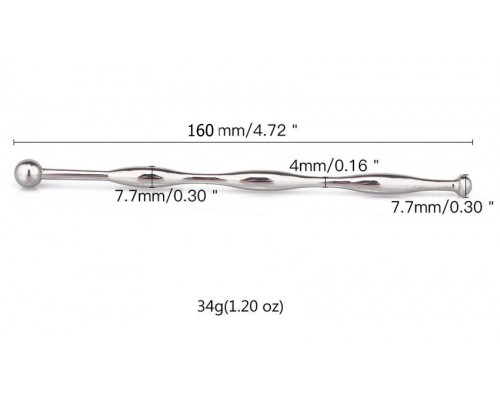 Металлический уретральный стимулятор - 16 см.
