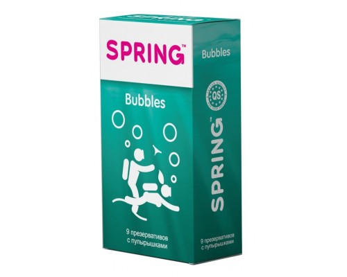 Презервативы SPRING BUBBLES с пупырышками - 9 шт.