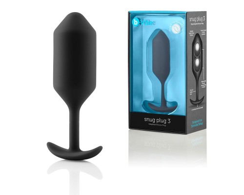 Чёрная пробка для ношения B-vibe Snug Plug 3 - 12,7 см.