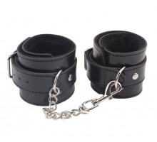 Черные оковы на ноги Obey Me Leather Ankle Cuffs