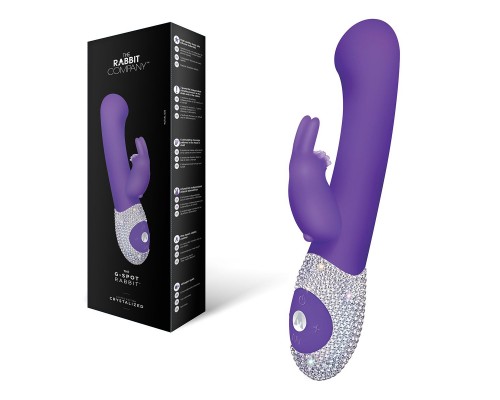 Фиолетовый вибромассажёр The G-spot Rabbit с украшенной стразами рукоятью - 22 см.