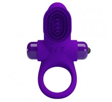 Фиолетовое эрекционное виброкольцо в клиторальной щеточкой Vibrant Penis Ring II