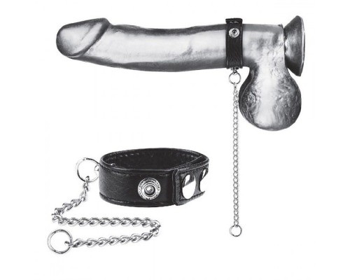 Утяжка на пенис с поводком Snap Cock Ring With 12  Leash