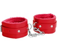 Красные наручники Plush Leather Hand Cuffs