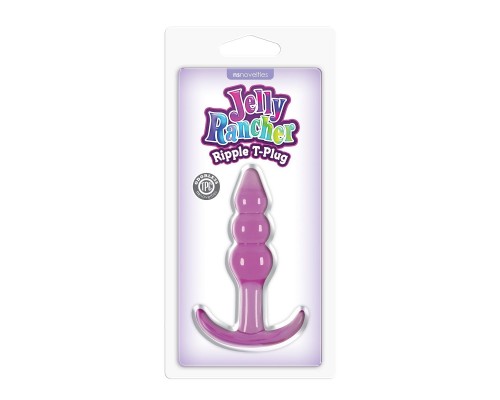 Фиолетовая анальная пробка Jelly Rancher T-Plug Ripple Purple - 10,9 см.