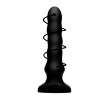 Черный вибратор с волнообразным движением Silicone Vibrating   Squirming Plug with Remote Control - 19,5 см.