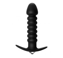 Чёрная анальная вибропробка Twisted Anal Plug - 13 см.