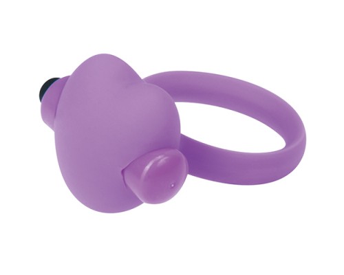 Фиолетовое эрекционное виброкольцо с сердечком HEART BEAT COCKRING SILICONE