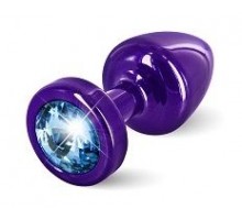 Фиолетовая пробка с голубым кристаллом ANNI round Purple T1 Blue - 6 см.