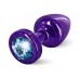 Фиолетовая пробка с голубым кристаллом ANNI round Purple T1 Blue - 6 см.