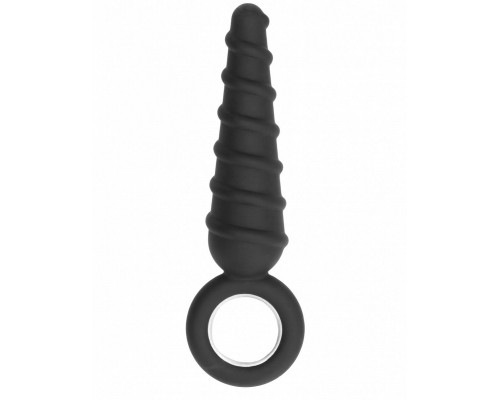 Анальная пробка со спиралью на поверхности No.60 Dildo With Metal Ring - 17,5 см.