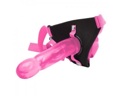 Розовый страпон Climax Strap-on Pink Ice Dong   Harness set - 17,8 см.